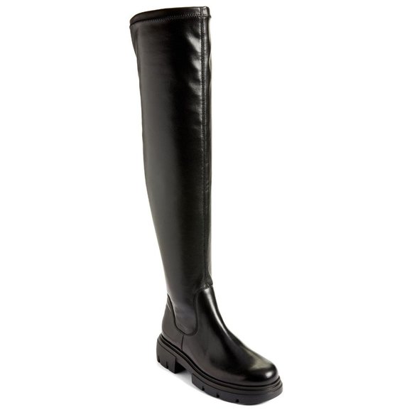 $550 PAUL GREEN Osborne Over the Knee Boot LEATHER CHUNKY BLACK 7AU 9.5 US (TD3)